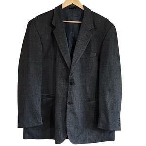 RBM Collection Mens 44R Grey Herringbone 100% Pure New Wool 2 Button Blazer Coat